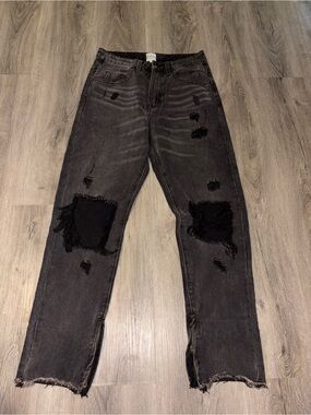 Oh Polly | Black Distressed Jeans